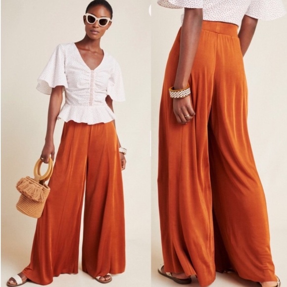 Anthropologie Pants - Anthropologie Maeve Shiloh Knit Wide-Leg Pants in Orange XS